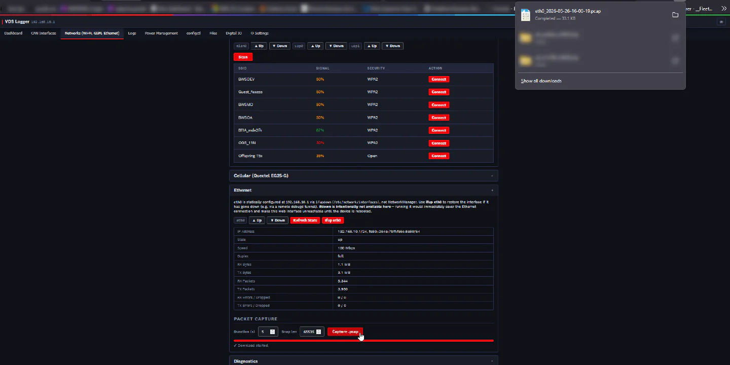 vdswebmgr packet capture