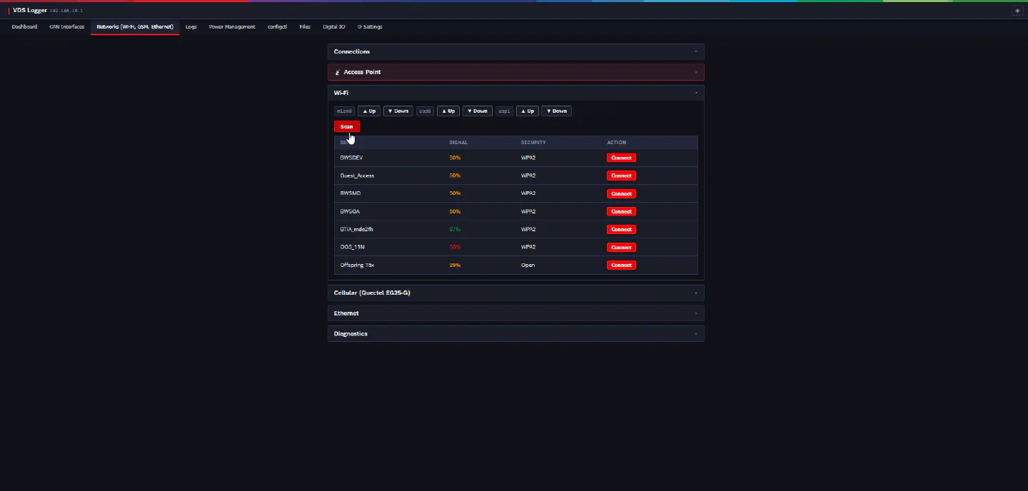 vdswebmgr Wi-Fi scan