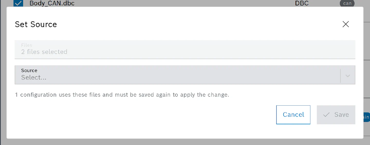 Set Source dialog for two selected files