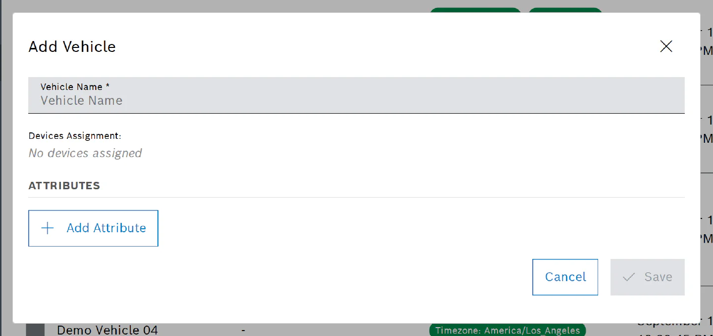 Add Vehicle dialog